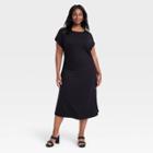 Women's Short Sleeve Shirtdress - Ava & Viv Black