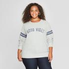 Women's Plus Size Good Vibes Graphic Sweatshirt - Grayson Threads (juniors') Heather Gray