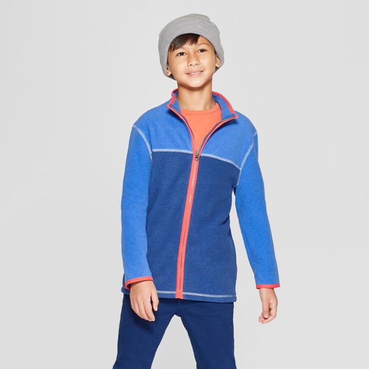 Boys' Mock Neck Full Zip Sweatshirt - Cat & Jack Blue
