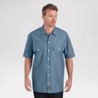 Dickies Men's Relaxed Fit Chambray Short Sleeve Shirt- Blue Chambray