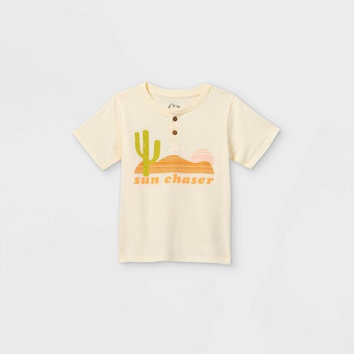 Toddler Boys' Sun Chaser Henley Short Sleeve T-shirt - Art Class Cream