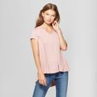 Women's Short Sleeve Lace Back Knit Top - Knox Rose Dusty Rose