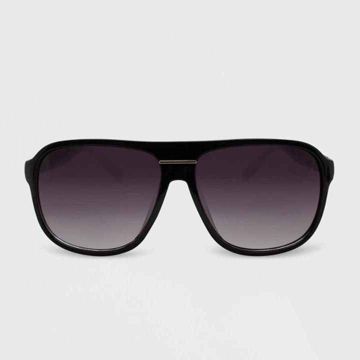 Women's Metal Round Sheild Sunglasses - Wild Fable Black, Black/grey