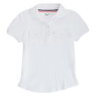 French Toast Girls' Short Sleeve Double Pocket Uniform Polo Shirt - White