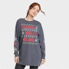 Grayson Threads Women's Holiday Sleigh Bells Bling Long Sleeve Graphic Sweatshirt Dress - Dark Gray
