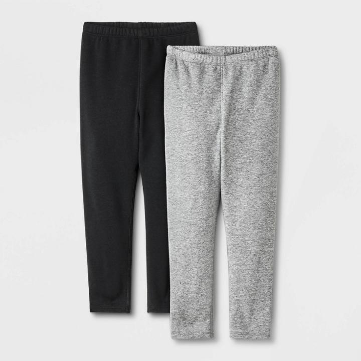 Toddler Girls' 2pk Adaptive Cozy Leggings - Cat & Jack Gray/black