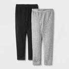 Toddler Girls' 2pk Adaptive Cozy Leggings - Cat & Jack Gray/black