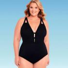 Women's Plus Size Womens Slimming Control Underwire Swim Dress - Dreamsuit By Miracle Brands Black