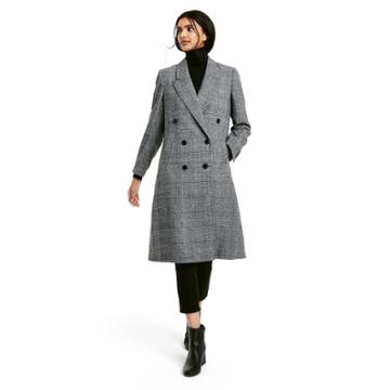 Women's Plaid Double Breasted Overcoat- Nili Lotan X Target Gray
