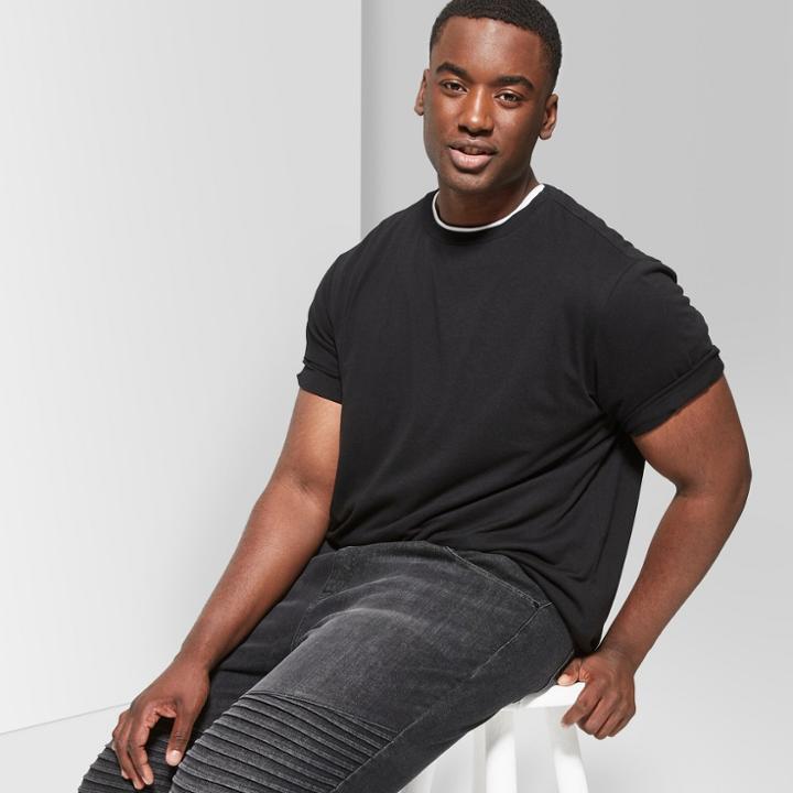 Men's Big & Tall Short Sleeve Curve Hem Crew T-shirt - Original Use Black