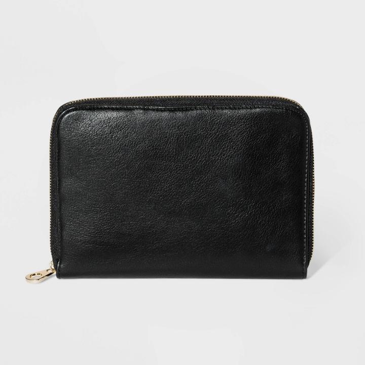 Faux Leather Travel Folio Storage - A New Day Black/leopard, Adult Unisex