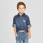 Genuine Kids From Oshkosh Toddler Boys' Long Sleeve Denim Shirt - Dark Blue