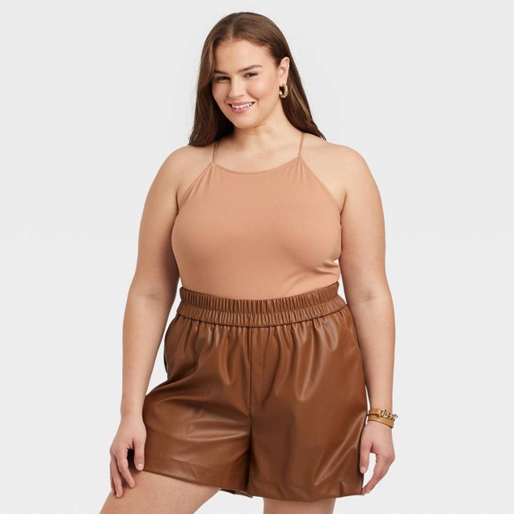 Women's Plus Size Bodysuit - A New Day Beige