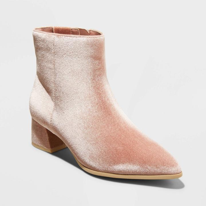 Women's Delilah Heeled Ankle Boots - A New Day Blush