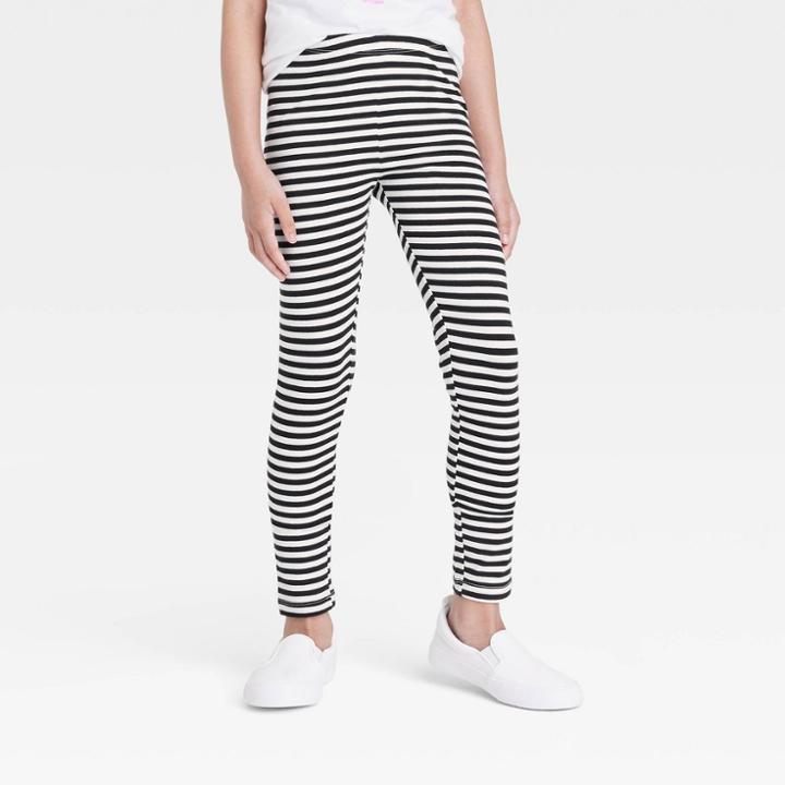 Girls' Striped Leggings - Cat & Jack Black