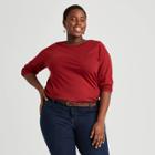 Women's Plus Size Long Sleeve T-shirt - Ava & Viv Dark Red