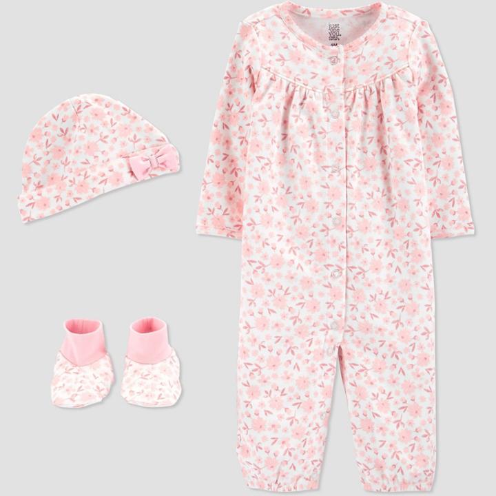 Baby Girls' 3pc Floral Converter Nightgown - Just One You Made By Carter's Pink