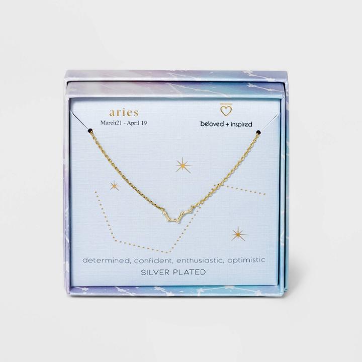 Beloved + Inspired Silver Plated Zodiac Sign Constellation Pendant Necklace - Aries