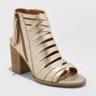 Women's Elda Wide Width Open Toe Heeled Pump Sandals - Universal Thread Gold 8.5w,