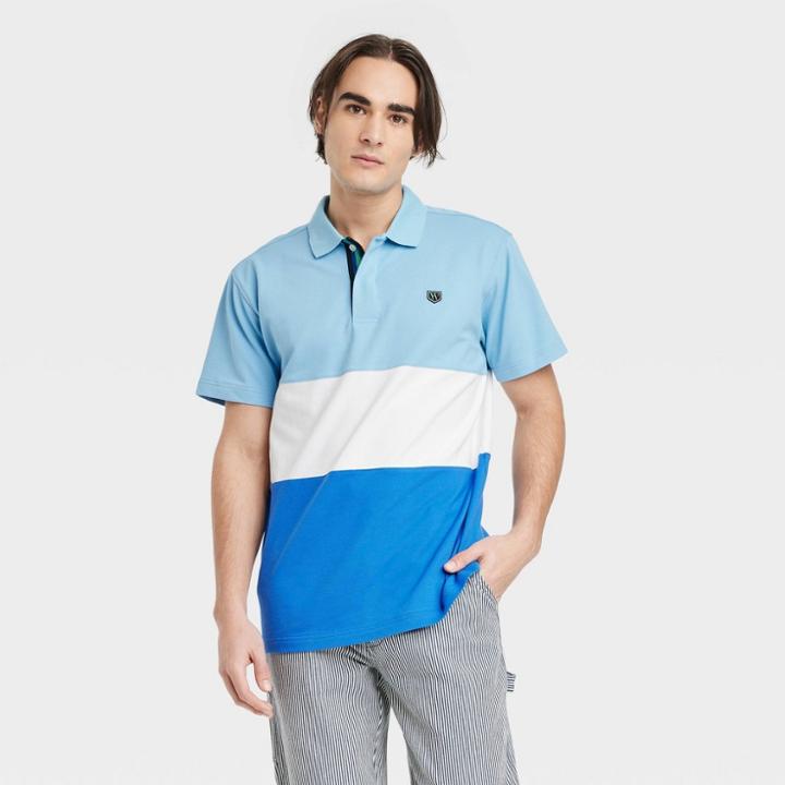 Houston White Adult Short Sleeve Polo Shirt - Blue Rugby