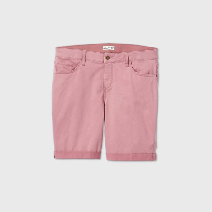 Women's Plus Size Mid-rise Bermuda Jean Shorts - Ava & Viv Rose