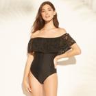 Shade & Shore Women's Crochet Off The Shoulder One Piece Swimsuit - Shade &