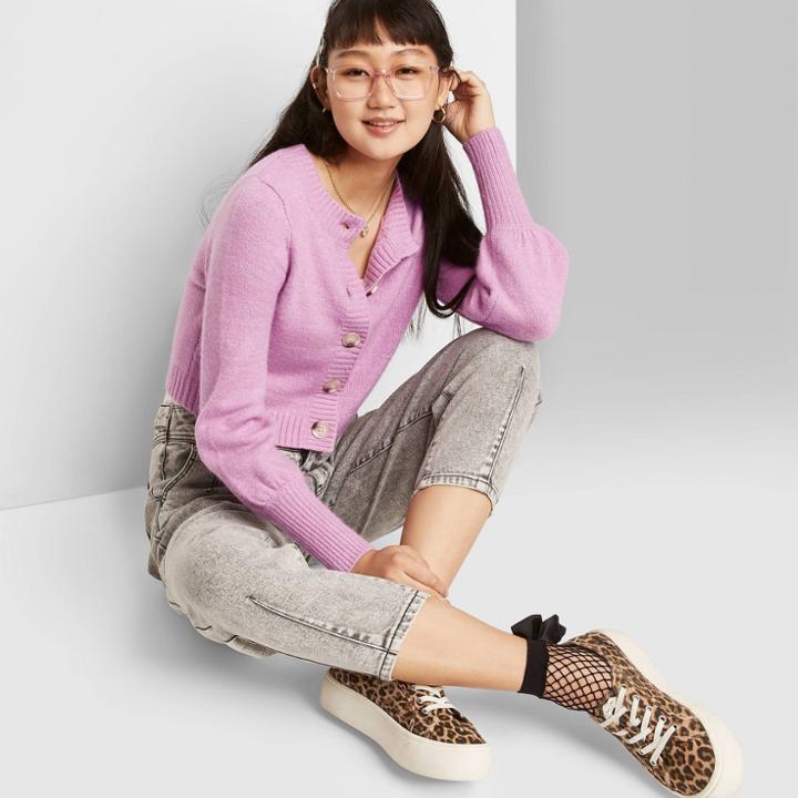 Women's Button-front Cardigan - Wild Fable Lilac
