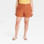 Women's Plus Size High-rise Utility Chino Shorts - A New Day Orange