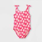 Toddler Girls' Heart Print One Piece Swimsuit - Cat & Jack Neon Pink