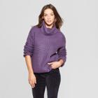 Women's Waffle Stitch Turtleneck - Universal Thread Purple