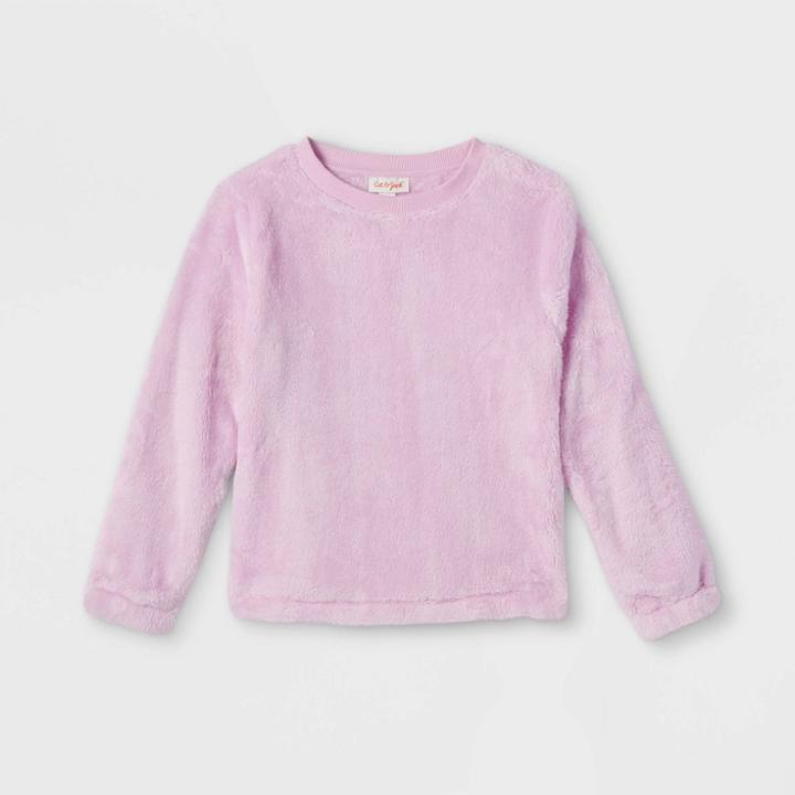 Girls' Sherpa Pullover Sweatshirt - Cat & Jack Purple