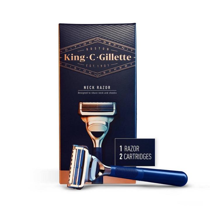 Gillette King C Neck Razor + 2 Razor Blade Refills