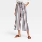 Women's Striped Mid-rise Linen Cropped Wide Leg Pants - Knox Rose