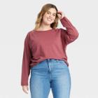 Women's Plus Size Long Sleeve T-shirt - Universal Thread Burgundy