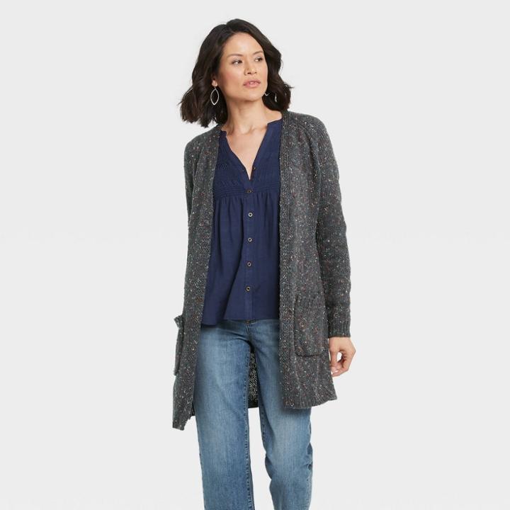 Women's Marled Open Cardigan - Knox Rose Blue