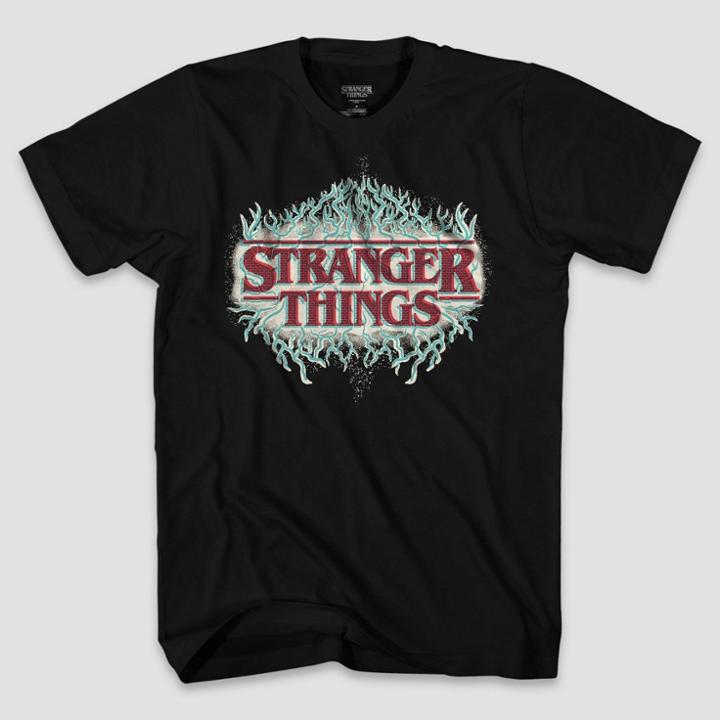 Men's Stranger Things Travis Knight Glow Logo Short Sleeve Graphic T-shirt - Black