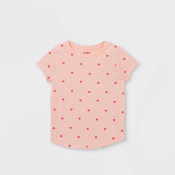 Girls' Print Short Sleeve T-shirt - Cat & Jack Powder Pink