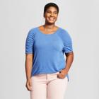 Women's Plus Size Ruched Short Sleeve T-shirt - Ava & Viv Blue X