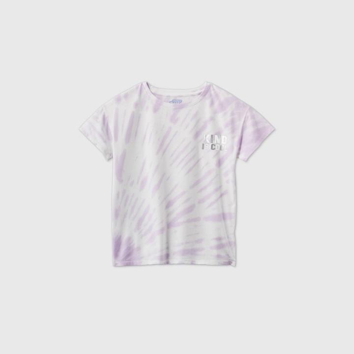 Girls' 'kind Is Cool' Tie-dye Cropped T-shirt - More Than Magic Light Purple