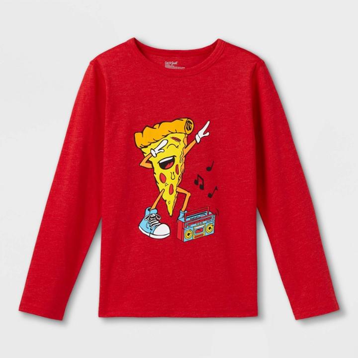 Boys' Adaptive Pizza Long Sleeve Graphic T-shirt - Cat & Jack Red