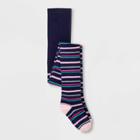 Girls' Fun Stripes Knit Sweater Tights - Cat & Jack Navy S, Girl's, Size: