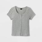 Girls' Ribbed Button-front Short Sleeve T-shirt - Art Class Gray