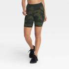 Women's Sculpted Linear Camo Print High-waisted Bike Shorts 7 - All In Motion Olive Green