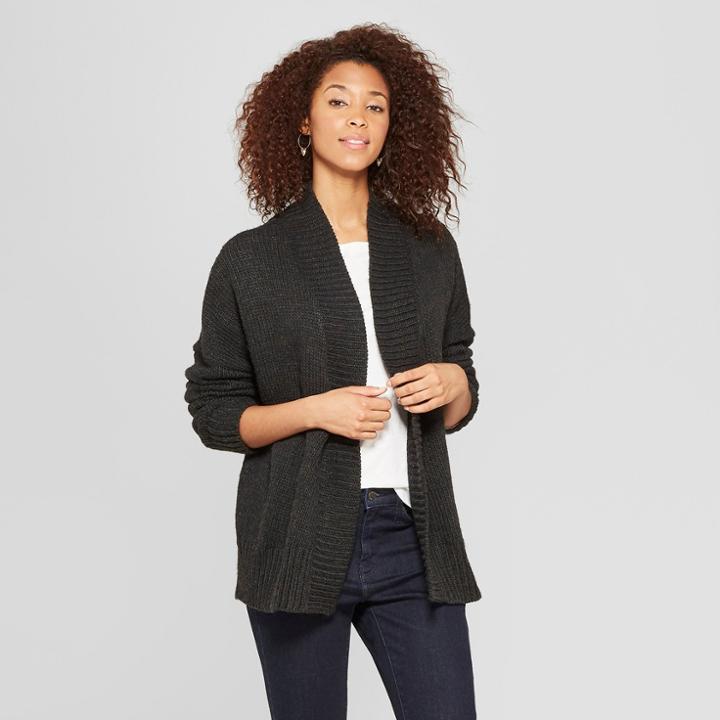 Women's Back Interest Open Cardigan - Universal Thread Dark Gray