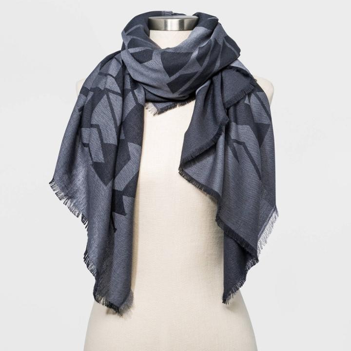Women's Jacquard Wrap Scarf - Universal Thread Gray
