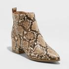 Women's Valerie Snakeskin City Ankle Bootie - A New Day Taupe