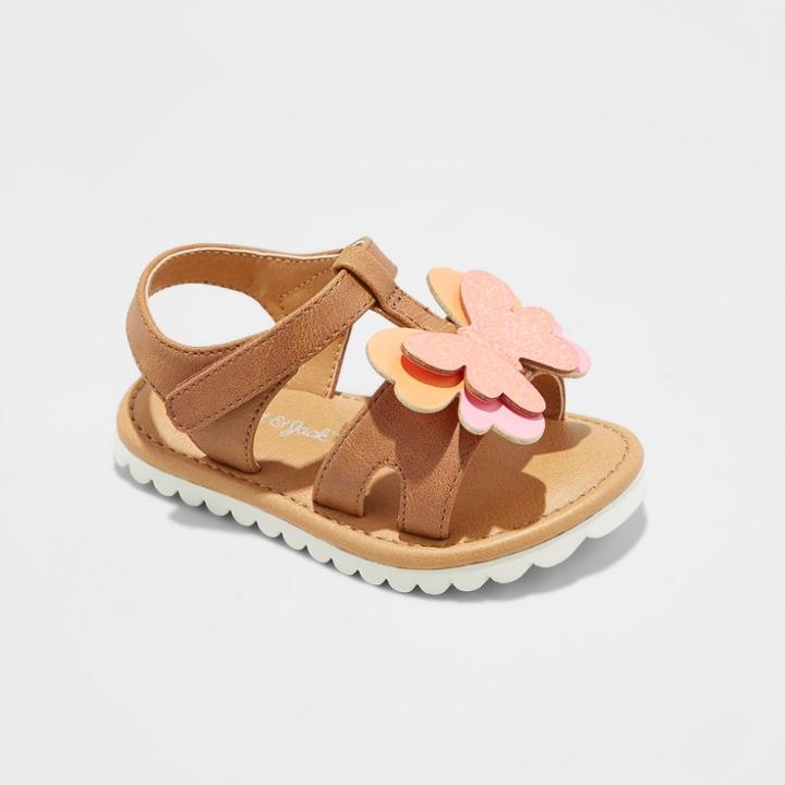 Toddler Girls' Calista Slide Sandals - Cat & Jack Cognac (red)