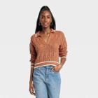 Women's Collared Polo Pullover Sweater - Universal Thread Rust
