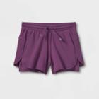 Girls' Double Layered Run Shorts - All In Motion Grape Purple