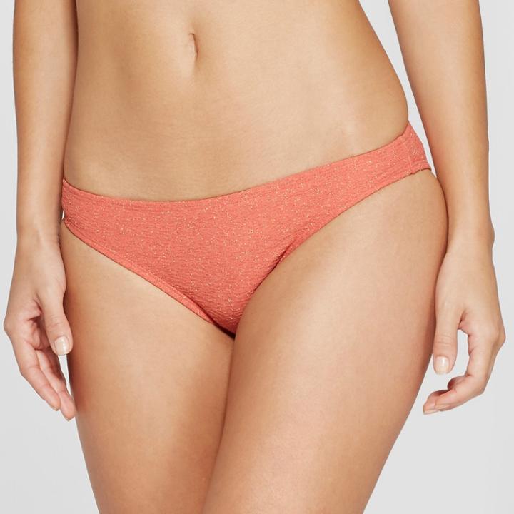 Women's Foil Texture Cheeky Bikini Bottom - Xhilaration Cactus Rose